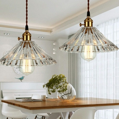Single Head Crystal Glass Pendant Lamp with Bronze Lamp Holder Umbrella Shape Hanging for Living Room