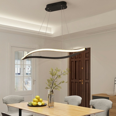 Twisted Line Pendant Light Simplicity Metal Office Coffee Bar LED Island Lamp with Arcylic Shade