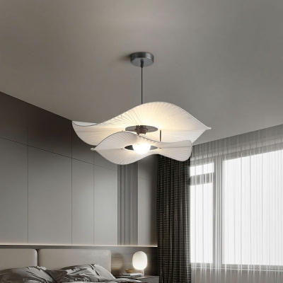 White Fabric Pendant Lighting Suspension Light for Dining Room with 47 Inchs Height Adjustable Cord