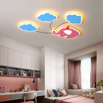 Acrylic Carton Flush Mount Ceiling Light Contemporary LED Flushmount Ceiling Lamp in Pink