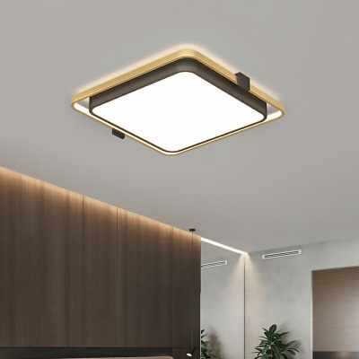 Contemporary Flush Mount Lighting Black Metal Ceiling Lamp Geometrical LED Light for Bedroom