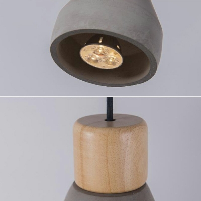 Contemporary Style Single Head Cement & Wood Pendant Lamp Hanging Lights for Coffee Shop