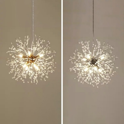 Dandelion Crystal Pendant with 59 Inchs Height Adjustable Cord Home Decoration Lighting Fixture for Dining Room