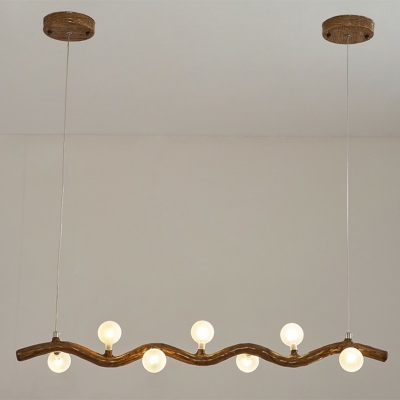 Forsted Glass Globe Shade Hanging Light LED Minimalist Island Ceiling Light in Dark Brown for Restaurant