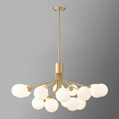 Gold Chandelier Lighting Postmodern Opal Glass Hanging Pendant Light for Living Room with 27.5 Inchs Height Adjustable Cord
