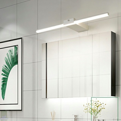 Minimalist Rectangle Plastic Shade Mirror Front Lamp Metal Linear LED 1-Light Wall Lamp