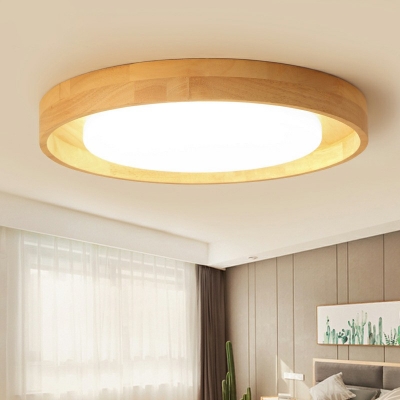 Modern Round Flushmount Ceiling Lamp LED Wood Flush Mount Ceiling Light Fixture