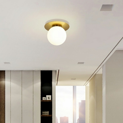 Modern Simplicity 1-Head Semi Flush Light White Globe Glass Shade 7 Inchs Height Ceiling Light