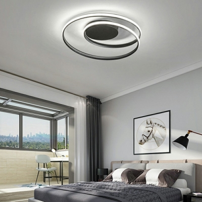 Modern Style Linear Round Flush Mount Ceiling Light Bedroom Acrylic LED Lighting