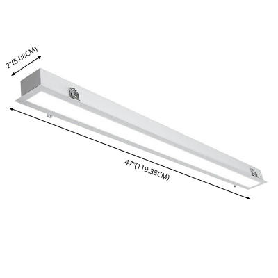 Modern White LED Flush Mount with Rectangular Acrylic Shade Office Ceiling Recessed Light