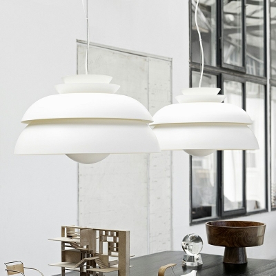 Modern White Pendant Light Aluminum Alloy Layers Design Lamp Hanging Lights for Cafe Shop
