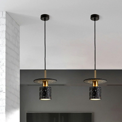Nordic Style Pendant Light Single Head 8 Inchs Wide Metal and Stone Hanging Lampfor Hallway