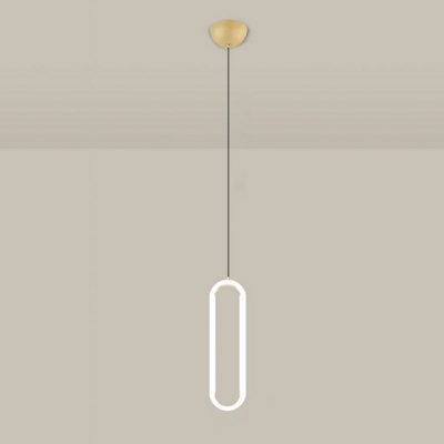 Oval Metal Ring LED Pendant Postmodern Bedroom Kitchen 3.5 Inchs Wide Hanging Lamp