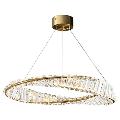 Postmodern Style Crystal Chandelier LED Circle Shape Hanging Light For Dining Room