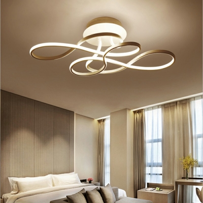 Twisted LED Ceiling Light Modern Metallic Semi Flush Mount Ceiling Lamp for Dinning Room