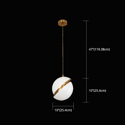 White Glass Split Globe Pendant Lighting Postmodern Single-Bulb Ceiling Light for Bedroom
