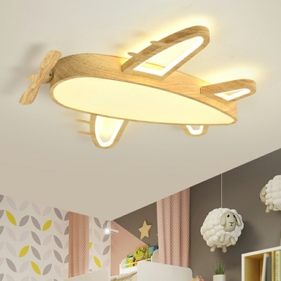 Wooden Airplane Flush Mount Ceiling Light Contemporary LED Flushmount Ceiling Lamp