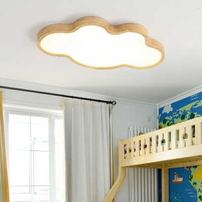 Wooden Cartoon Modern Flush Light Acrylic LED Ceiling Light 2.5 Inchs Height for Nursing Room Corridor