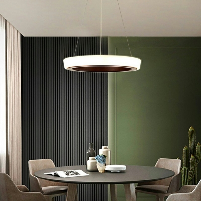 1-Tier Hoop Kitchen Dinette Pendant 19.5 Inchs Wide Acrylic Minimalist LED Hanging Chandelier in 3 Colors Light