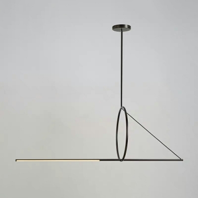 Acute Angle and Circle Metal Drop Lamp Contemporary LED Island Lighting Ideas in Black