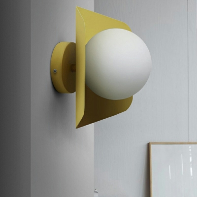 Ball Bedside Wall Light Sconce White Glass 1 Bulb Contemporary Wall Mount Lamp  for Bedroom