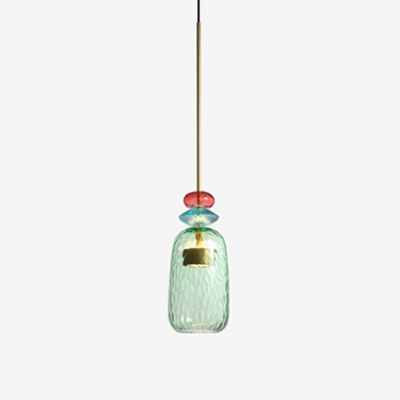 Bottle Pendant Lamp Contemporary Clear Glass 1 Head Lighting Fixture for Kitchen with 79 Inchs Height Adjustable Cord