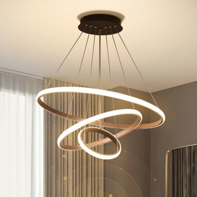 Europ-Modern Ring Aluminum Lamp Body Silicone Lampshade Living Room LED Chandelier
