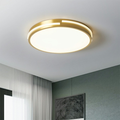 Golden Contemporary Ceiling Light with LED Light 2 Inchs Height Circle Acrylic Shade Flush Mount Ceiling Light for Hallway