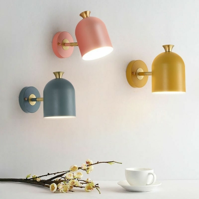 Macaron Style Dome Wall Light 1 Light Iron Wall Lamp 8 Inchs Height for Child Bedroom