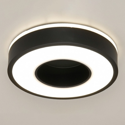 Minimalist Black/White Finish LED Close to Ceiling Light Acrylic Full Moon Flush Mounted Lamp Bedroom