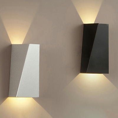 Modern Geometric Wall Light Fixture Metal Outdoor LED Wall Washer Sconce 9 Inchs Height