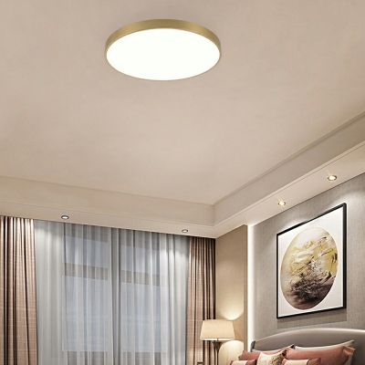 Modern Simplicity Metal Ceiling Light with Acrylic Diffuser Golden Disk LED Flush Mount Lamp