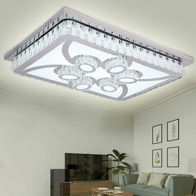 Modern Style Crystal Recessed Flushmount Light Rectangle Ceiling Mount Kitchen Light