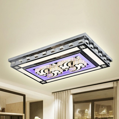 Modern Style Crystal Recessed Flushmount Light Rectangle Ceiling Mount Kitchen Light
