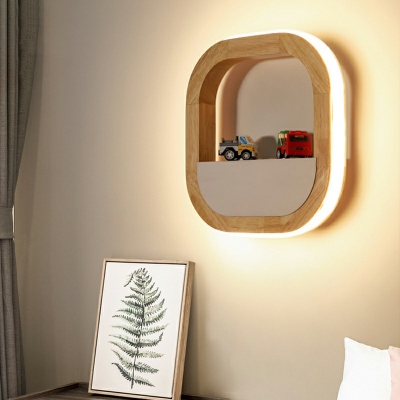 Modern Wall Mount Lighting with 2 Inchs Height Pattern LED Wood Sconce Lamp for Living Room