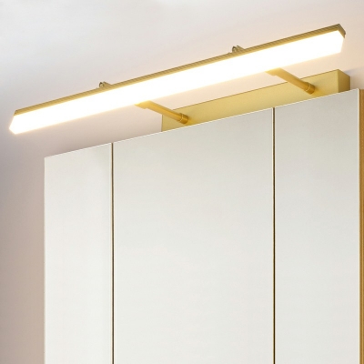 Modernist Bathroom Cabinet LED Mirror Front Light Retractable Gold Free Punching