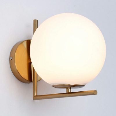 Nordic Orb Creamy White Glass Shade Wall Lamp Metal Lamp Body Indoor Wall Lights