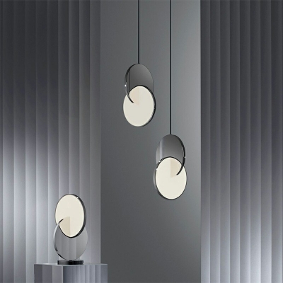 Postmodern Studio Round Shade Pendant Metal Crossed LED Hanging Lamp in 3 Colors Light
