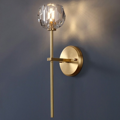 Postmodern Wall Hanging Light 6.5 Inchs Wide Single Light Ball Wall Lamp with Crystal Shade in Gold