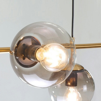 Simplicity Pendant Metal Ceiling Mount Smoke Glass Globe Shade Island Light for Restaurant