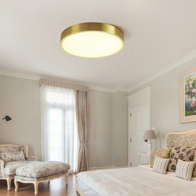 Simplicity Round Ceiling Flush Mount Light Bedroom Gold Metal LED Close to Ceiling Lamp
