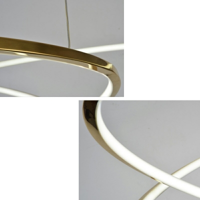 Twisting Metal Pendant Lamp 79 Inchs Height Simplicity LED Ceiling Chandelier Light in Gold
