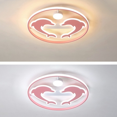 Cartoon Ceiling Light LED Light Circle 2 Inchs Height Acrylic Shade Flush Mount Ceiling Light for Children Bedroom