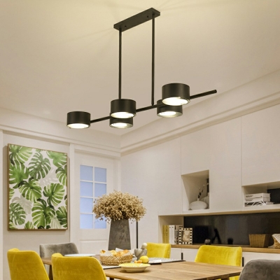 Drum Arcylic Shade Island Light Modern Dining Room LED 5-Head 47 Inchs Length Island Fixture