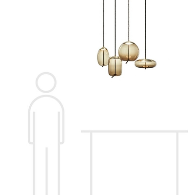 Geometric Pendant Light Designers Style Glass Single Head Drop Light for Kitchen Corridor