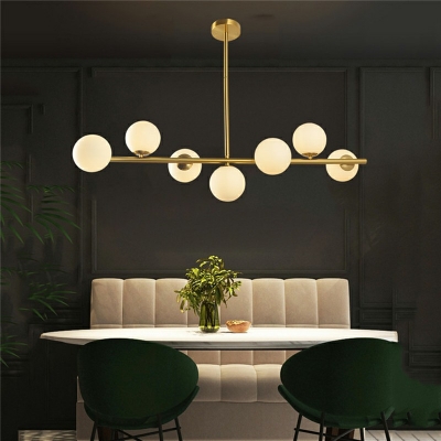 Glass Globe Shape Island Light 7 Bulbs Simple Style Bar Island Pendant for Dinning Room in Gold