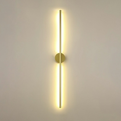 Gold Slim Stick Wall Mount Lighting 0.5 Inchs Wide Minimalist Metallic LED Hallway Surface Wall Sconce
