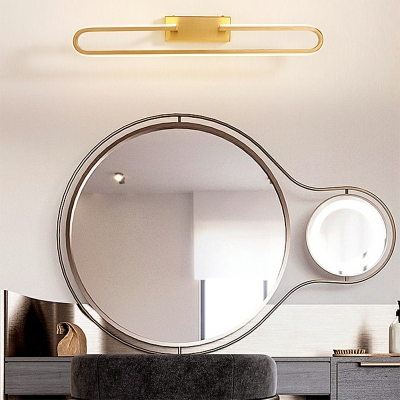 Golden Oval Shape Metallic Flush Wall Sconce Post-Modern LED Wall Mount Lamp for Bedroom in 3 Colors Light