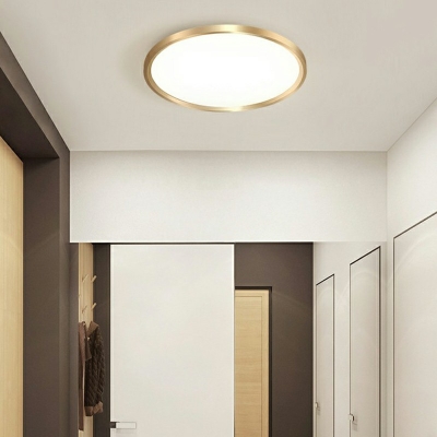 Hoop Shaped Flush Mount Minimalism Aluminum LED Ceiling Light in Gold for Bedroom