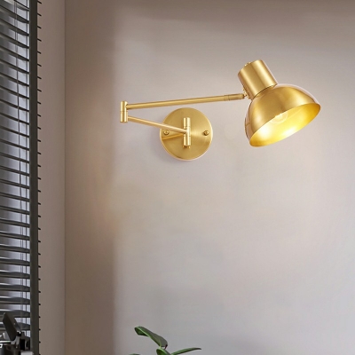 Mini Wall Sconce Round 1 Head 9.5 Inchs Length Simple Wall Spotlight for Study Room in Gold